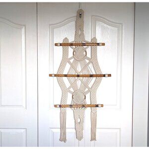 Vintage 1970s macrame wall hanging 49 x 23", boho fiber art home decor,